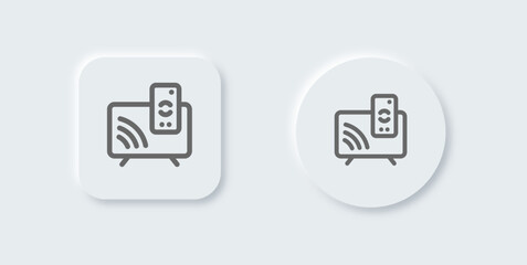 Fototapeta premium Smart television line icon in neomorphic design style. Display signs vector illustration.