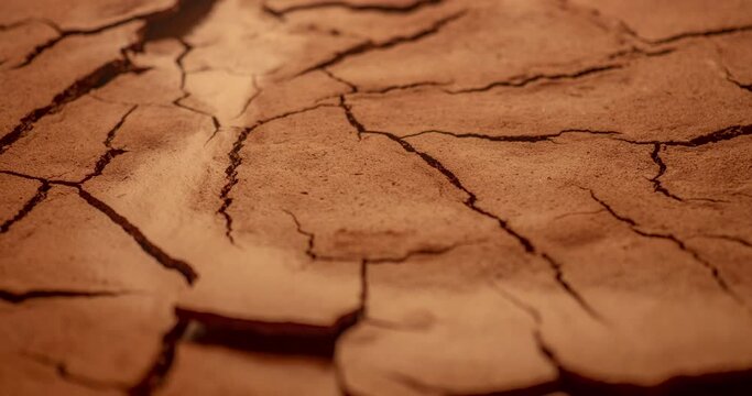 world food crisis, dry soil close up timelapse. environmental impact on agriculture, food shortage. food production, cracked soil, desertification, water, pollution, energy,