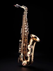 saxophone isolated on black background