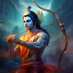 illustration of Share your most cherished images of Lord Rama, Generative ai - obrazy, fototapety, plakaty