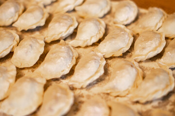 Homemade christmas dumplings ready to be boiled