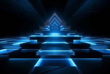 Obraz premium abstract futuristic technology background with glowing neon lines, 3d render