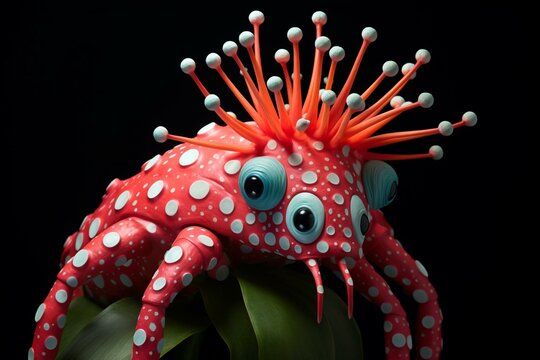 A polka-dotted creature with a large bloom. Generative AI