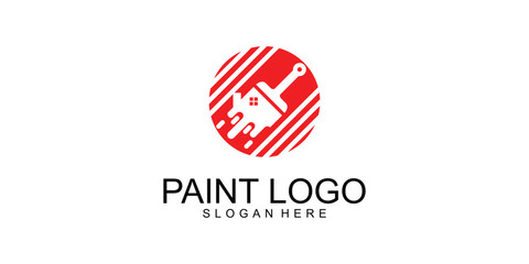Simple painting logo template design with full collor| premium vector