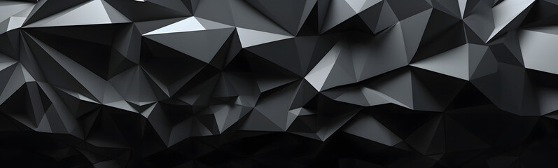 Obraz premium Abstract black metal geometric triangles background 3d illustration. Low poly abstract triangles
