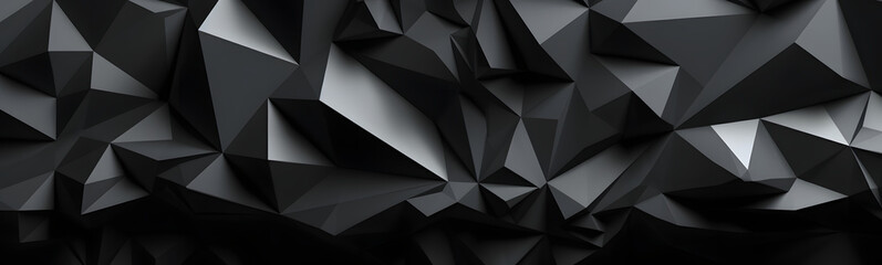 Abstract black metal geometric triangles background 3d illustration. Low poly abstract triangles