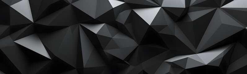 Abstract black metal geometric triangles background 3d illustration. Low poly abstract triangles - obrazy, fototapety, plakaty