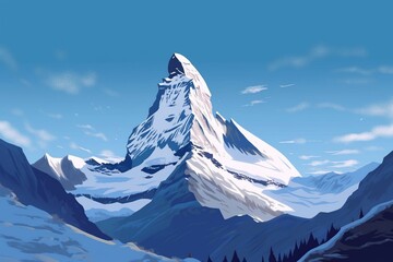 Illustration of Monte Cervino Matterhorn mountain. Generative AI
