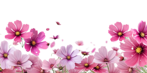 Pink cosmos flower border Artificial Intelligence Generative