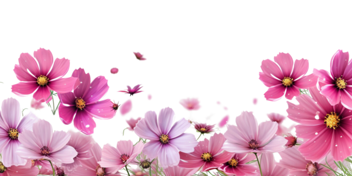 Pink cosmos flower border Artificial Intelligence Generative