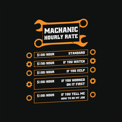 Machinist Hourly Rate Funny Mechanic Machine Repair Labor T Shirt Design.