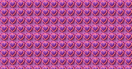 Pattern of purple heart with rose flowers