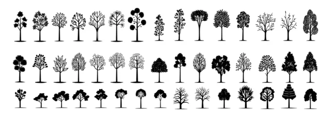 Rolgordijnen Trees Elements vector set: Architecture and Landscape Design with Vector Illustrations of Natural Tree Symbols. for Iconic Representation in Projects Environment and Nature, Garden, Vector graphics © LOVE VECTOR