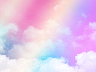 Fototapeta premium beauty abstract sweet pastel soft red and violet with fluffy clouds on sky. multi color rainbow image. fantasy growing light