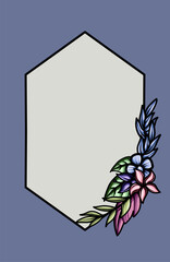 frame the border with an arrangement of leaves and flowers