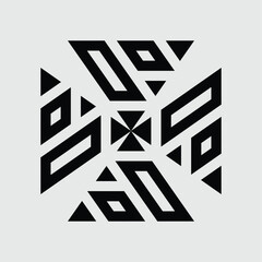 vector logo monogram design that forms a rotated abstract triangle. Gray background.