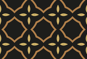 gold pattern on black background.   For digital paper, textile print, page fill. Abstract geometric pattern.