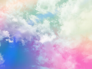 beauty abstract sweet pastel soft red and blue with fluffy clouds on sky. multi color rainbow image. fantasy growing light