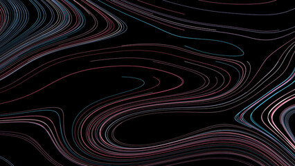 Abstract background of moving lines. Information space strip. Big data visualization. 3d rendering © Lin1800