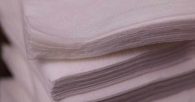 white paper napkins close-up, new cellulose paper napkins