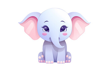 cute cartoon elephant isolated on white transparent background