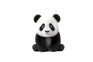  panda with bamboo isolated on white transparent background