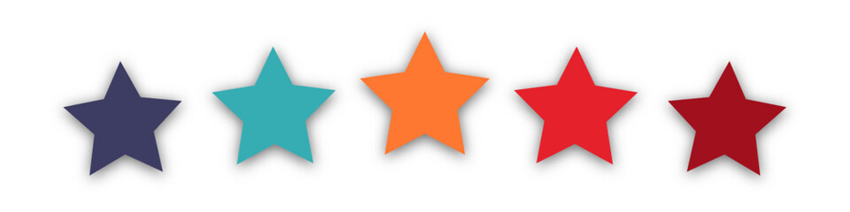 Retro 5 star icon. Customer feedback concept. Vector 5 token points stars rating review. Quality shape design. Vector five stars.
