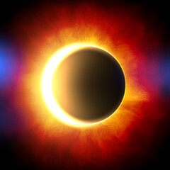 eclipse of the sun with corona. Digital artwork creative graphic design.