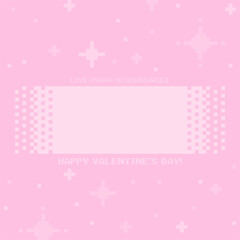 Happy Valentine Pastel Pink Fading Banner Template with Sparkle Star Background, Pixel Art Style