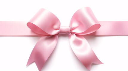 Realistic pink ribbon bow band isolated on white, Valentine s day and Mother s day gift and promotion offering concept for advertising.