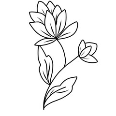 Flower line art decoration element for modern and minimalism design