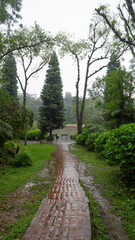 Religião Católica e Fé em Lago Negro em dia de chuva na cidade de Gramado em Rio Grande do Sul -...
