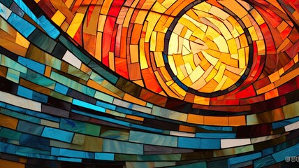 Stained glass window background with colorful 