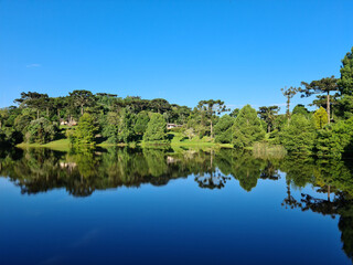 Fototapeta na wymiar Lake Vila A, in the district of Faxinal do Céu, municipality of Pinhão - Paraná, in the southern region of Brazil.