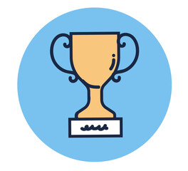 Winner golden cup trophy prize award champion icon concept. Vector flat graphic design illustration