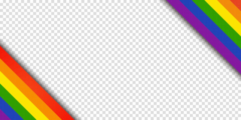 Lgbt Pride History Month color background with copy space for text. Vector illustration. Abstract geometric red, orange, yellow, green, blue and purple ribbon lgbtq color transparent background.