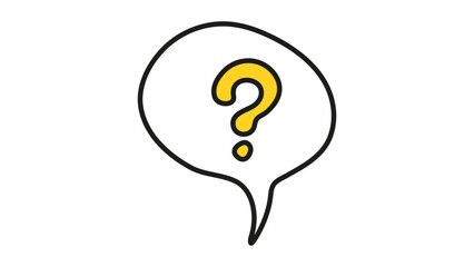 Question on a white speech bubble icon. Illustration on a white isolated background. Communication inclusion people concept.