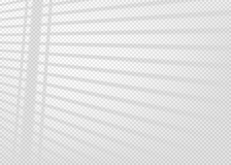 Shadow overlay effect for photo and mockup. Realistic soft blurred shadow of window blinds on transparent background. Vector illustration of wall with natural sunlight coming in through the jalousie