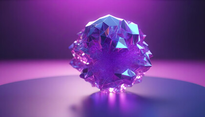 3D Render Of An Abstract Holographic. Purple Sculpture