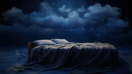 Dark man background person night depressed pillow lying bed home light sleep blue