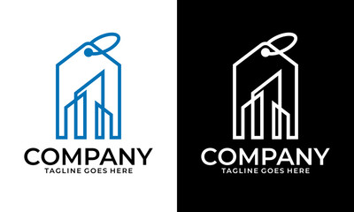 Creative building sale/sales logo for real estate business logo.Building logo illustration vector graphic design in line art style. Good for brand, advertising, real estate, construction, house, home,