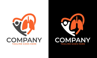 Creative Illustration of graphic Abstract People lungs love logo designs concept vector people lungs love logo lungs care logo template
