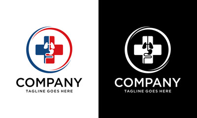 Creative medical cross with lungs and stomach care, with plus health logo designs for clinic or hospital logo