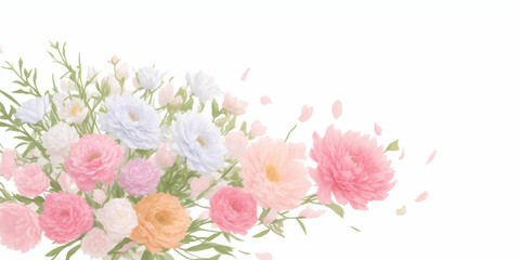 柔らかな色合いの花束のイラスト