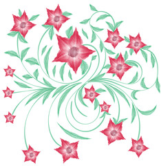 Digital paint watercolor flowers vector art painting.