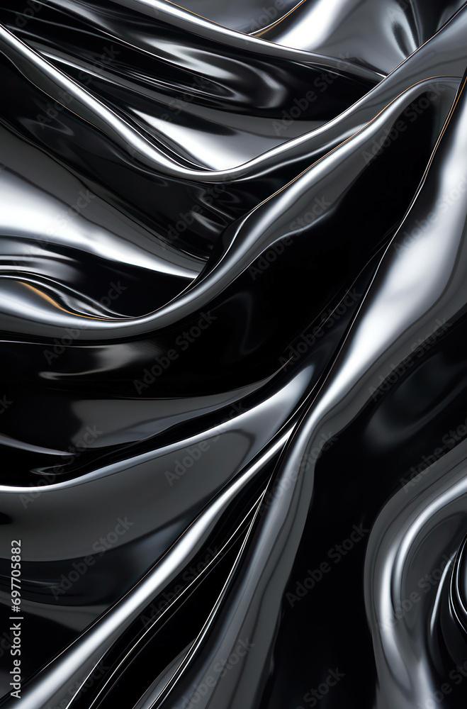 Poster chrome wallpaper wave background metallic abstraction reflection design backdrop shiny illustration 