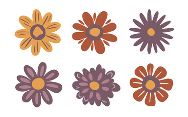 Abstract flowers vector clipart. Spring illustration.