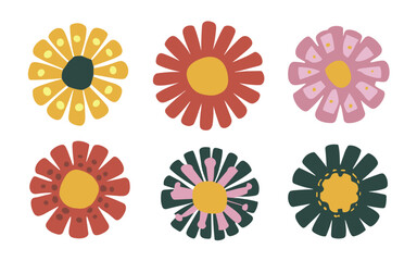 Abstract flowers vector clipart. Spring illustration.