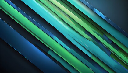 Obraz premium High contrast blue and green glossy stripes. Abstract tech graphic banner design. Vector corporate background