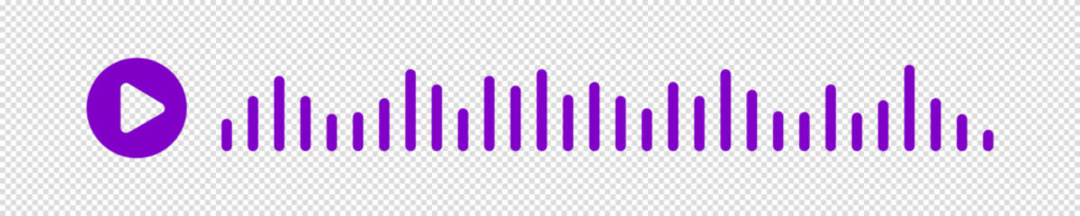 Pink or purple sound waves of the equalizer isolated on transparent background. Vector clipart Illustration
